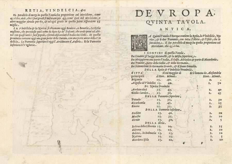 Antique Map of Dalmatia and Balkans: Europae Tabula V By: Girolamo Ruscelli, 1574 | VERSO