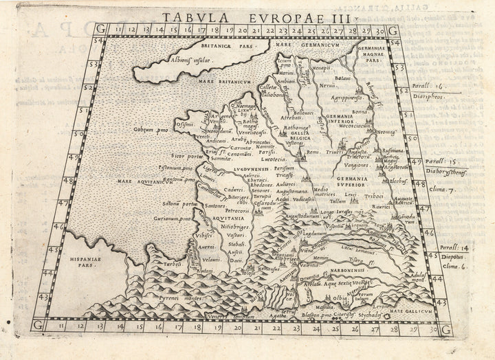 Antique Map of France: Tabula Evropae III by: Girolamo Ruscelli, 1574