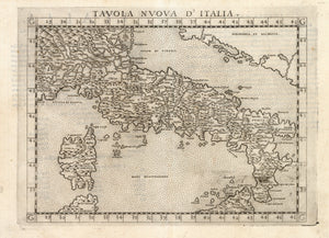 Antique Map of Italy: Tavola Nuova D' Italia by: Girolamo Ruscelli