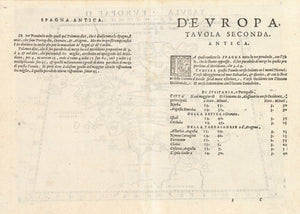 Antique Map of Spain and Portugal: Tabula Europae II by: Girolamo Ruscelli, 1574 | VERSO