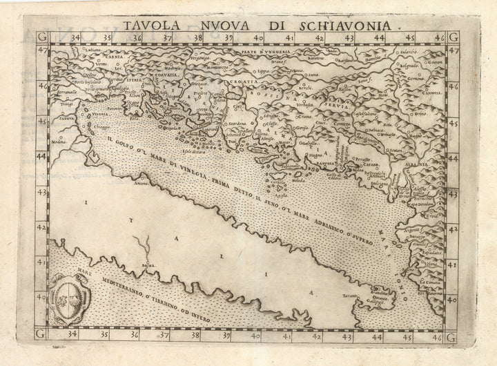 Antique Map of Dalmatia: Tavola Nuova De Schiavonia by: Girolamo Ruscelli, 1574