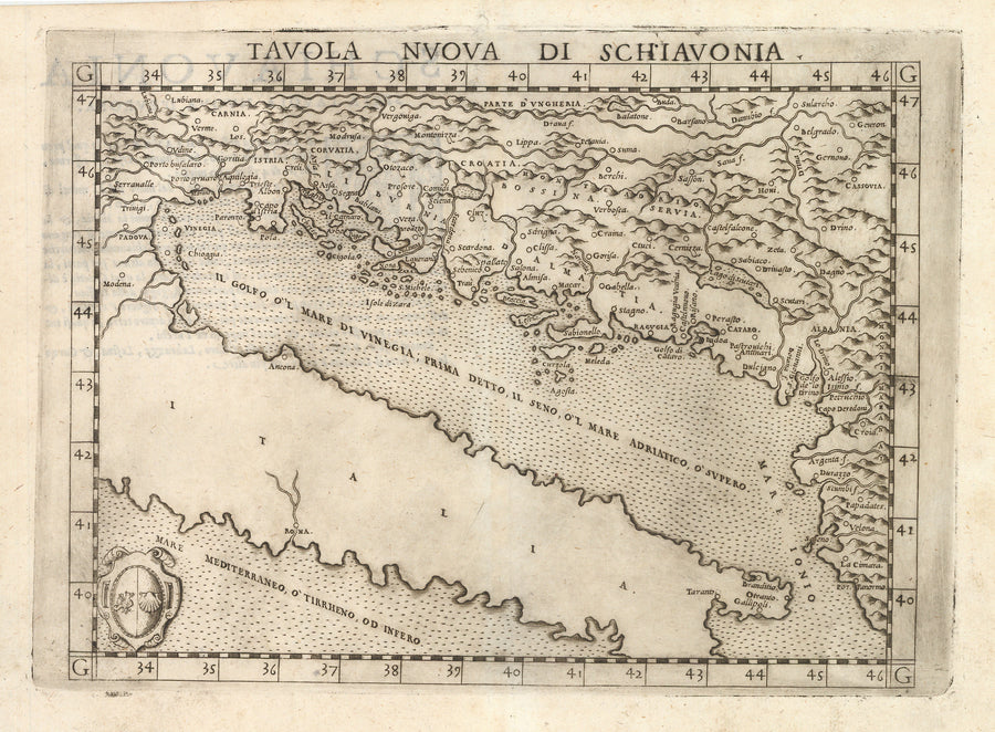 Antique Map of Dalmatia: Tavola Nuova De Schiavonia by: Girolamo Ruscelli, 1574