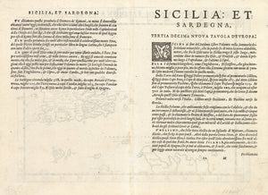 Antique Map of Sardinia and Sicily: Tavola Nuova Di Sardigna Et Di Sicilia by: Ruscelli / Ptolemy, 1574 | VERSO