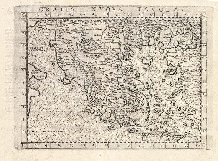 Antique Map of Greece: Graetia Nuova Tavola by: Ruscelli / Ptolemy, 1574