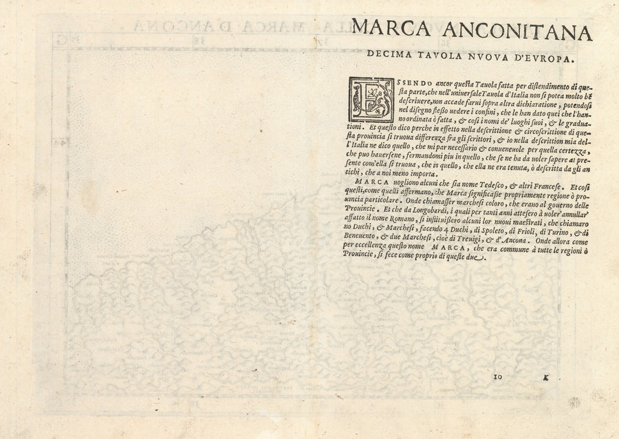 Antique Map of Ancona, Italy: Tavola Nuova Della Marca D’Ancona by: Ruscelli, 1574 | VERSO