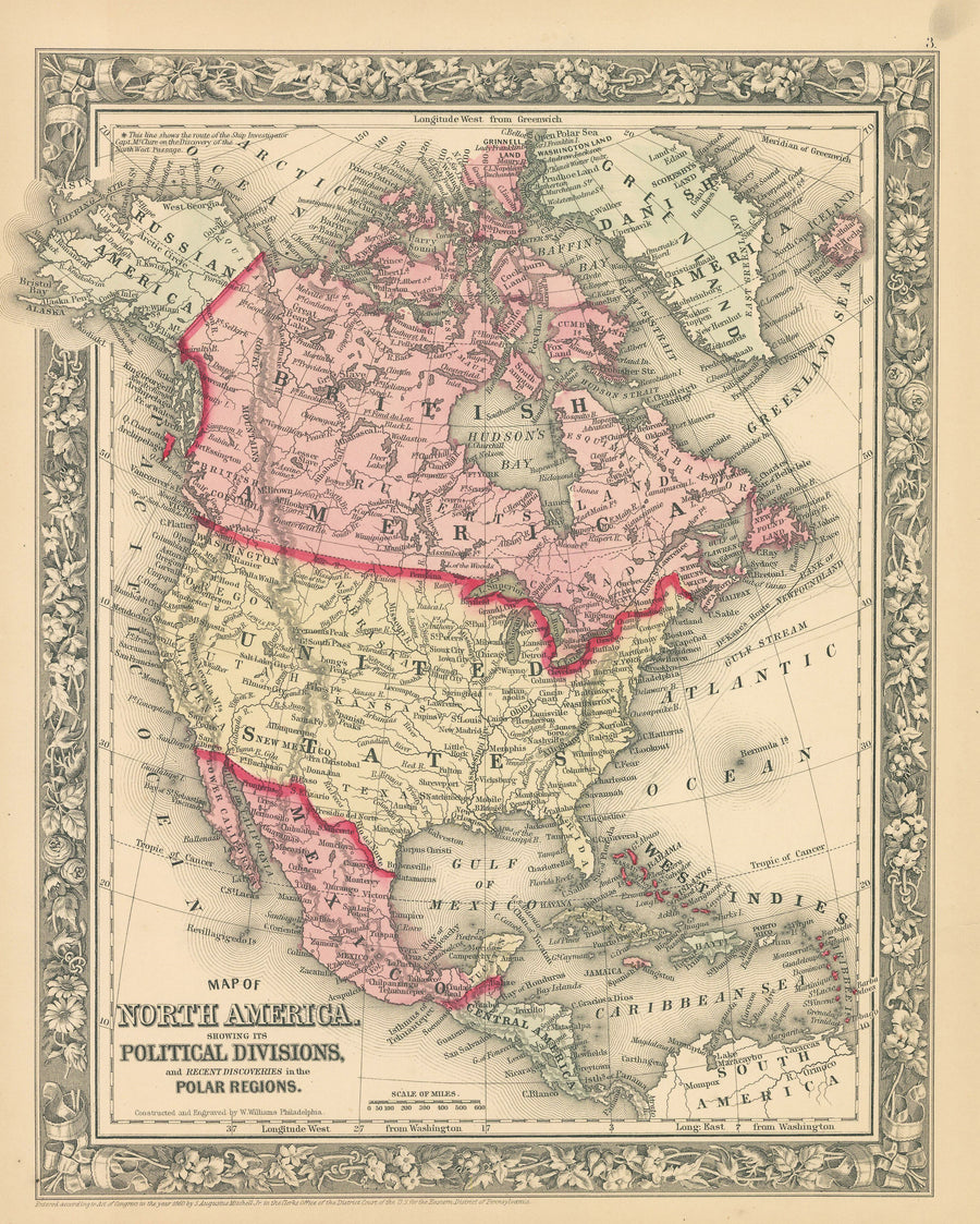1858 Map of North America