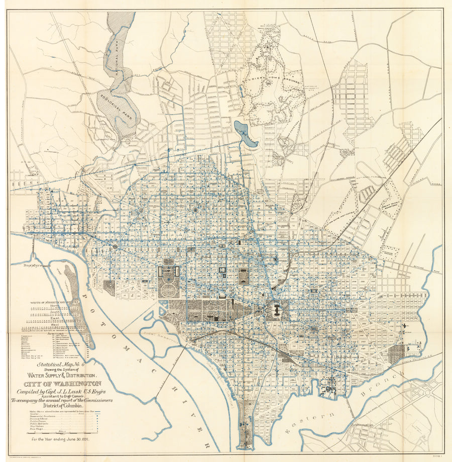 Statistical Map No. 6. Showing the System of Water Supply & Distribution. City of Washington
