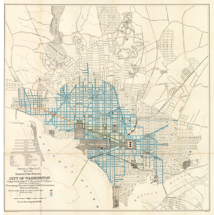 Statistical 1891 Map No. 11. Showing the Schedule of Street Sweeping. City of Washington