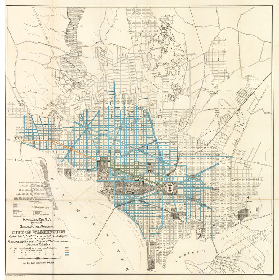 Statistical 1891 Map No. 11. Showing the Schedule of Street Sweeping. City of Washington
