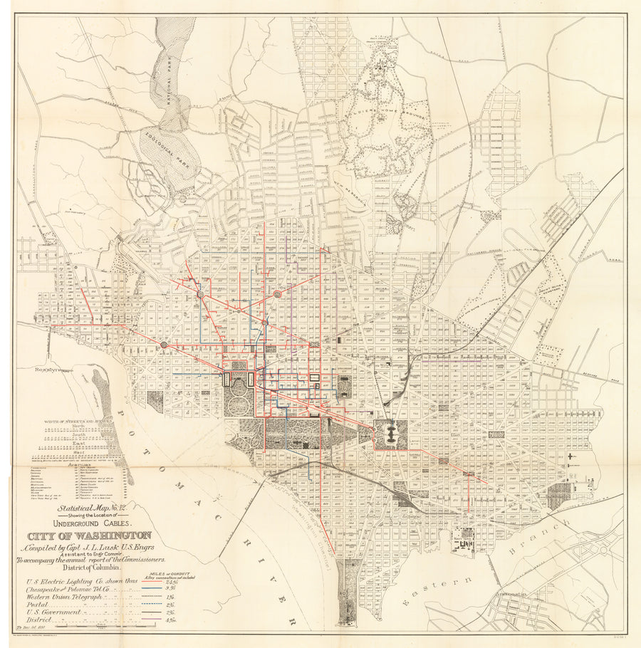 Statistical Map No. 12. Showing the Location of Underground Cables. City of Washington, 1891