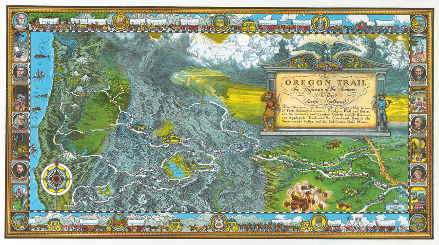 Vintage Map: The Oregon Trail the Highway of the Pioneers to the Pacific Northwest by Binford & Mort Publishing, 1980