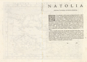 Antique Map of Asia Minor or Turkey: Natolia Nuova Tavola by Girolamo Ruscelli. 1574 | VERSO