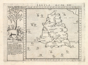 Antique Map of Ceylon or Sri Lanka: Anrique Map: Tabula Asiae XII by Girolamo Ruscelli 1574 