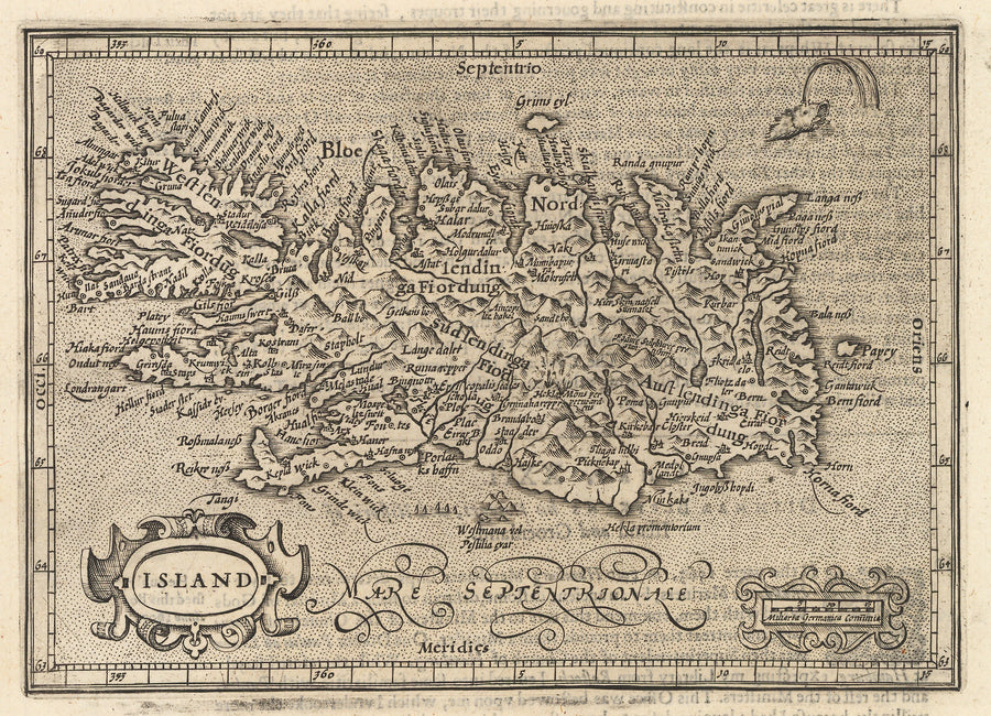 Antique Map of Iceland: Hondius his Map of Island, 1625 