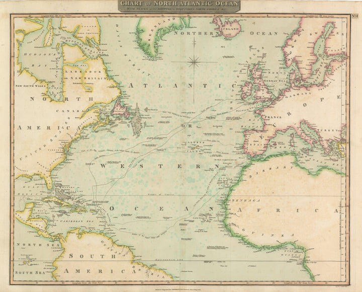 Chart of North Atlantic Ocean by: Thomson, 1815