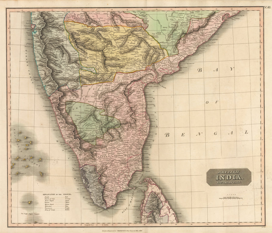 Antique Map: British India, Southern Part. by John Thomson, 1816