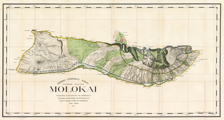 Antique Map of Molokai, Hawaiian Islands by: W.D. Alexander, 1897