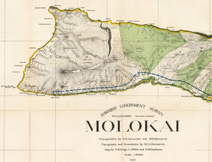 Antique Map of Molokai, Hawaiian Islands by: W.D. Alexander, 1897