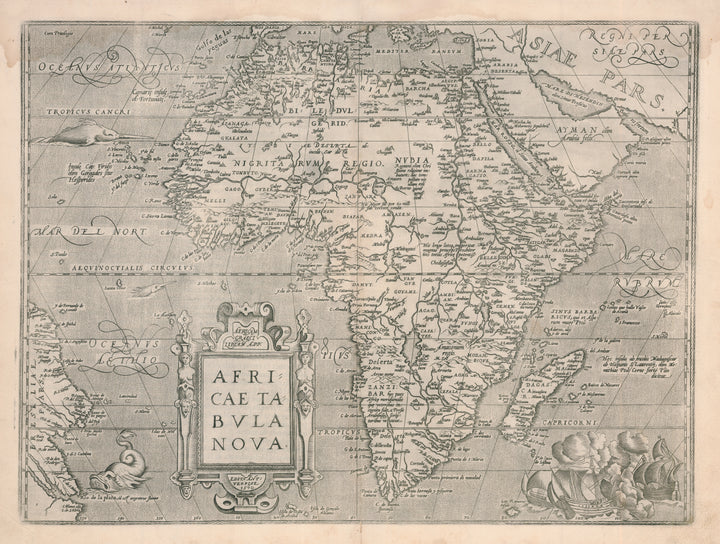 16th Century Antique Map of Africa: Africae Tabula Nova by: Abraham Ortelius, 1588