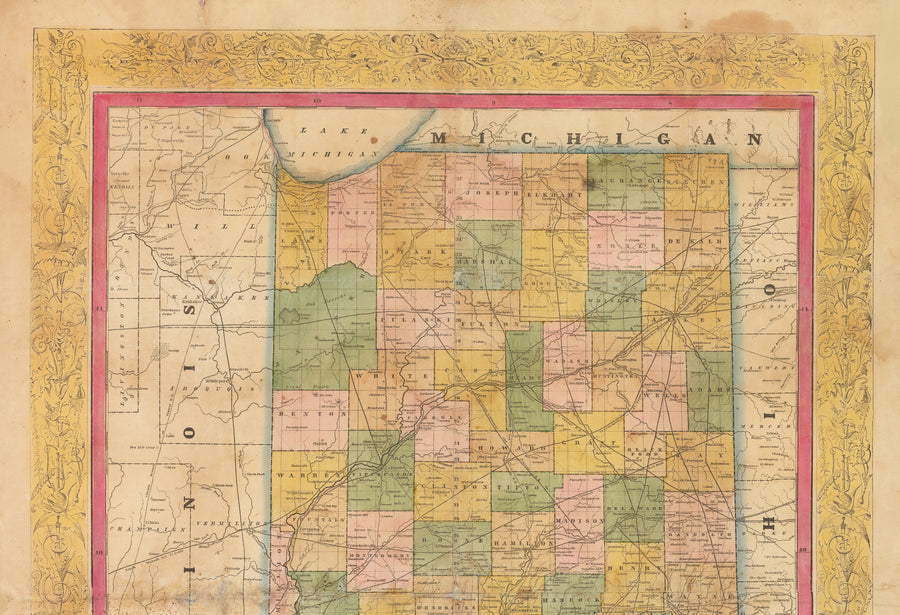 Morse's Map of Indiana by Rufus Blanchard, 1855