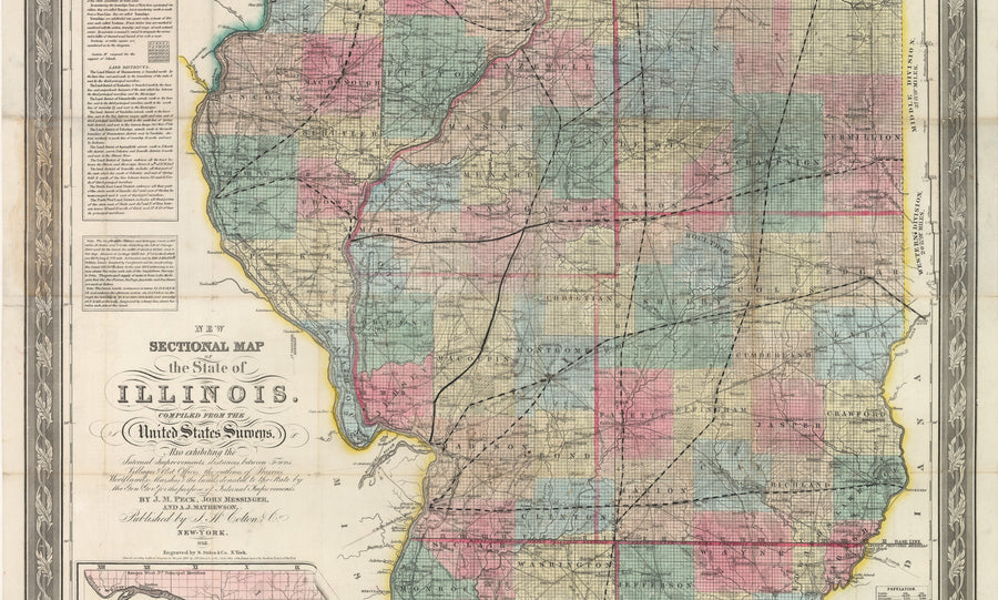 New Sectional Map of the State of Illinois... by: James H. Colton, 1852