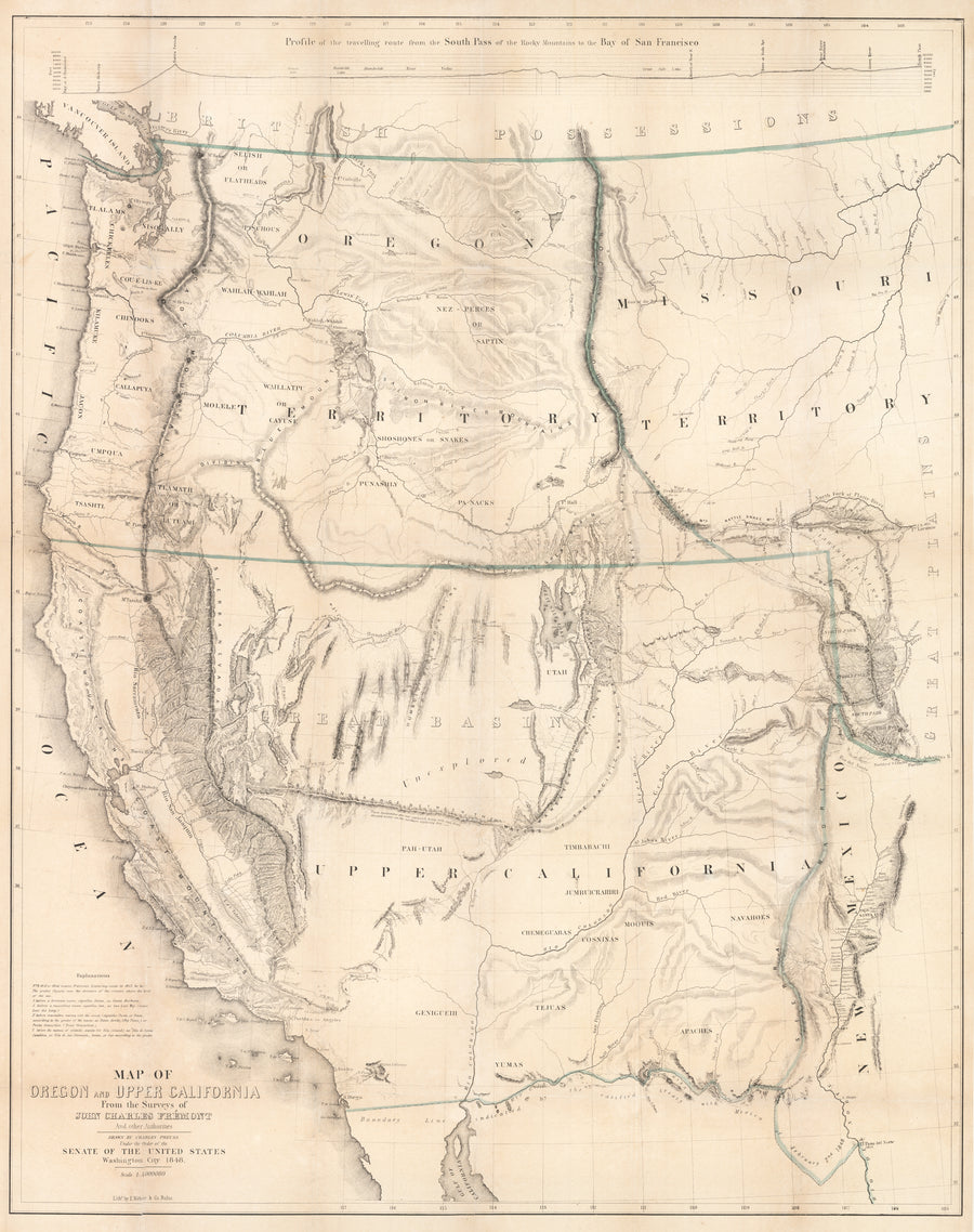 Map of Oregon and Upper California from the Surveys of John Charles Freemont and Other Authorities Drawn By: Charles Preuss, 1848