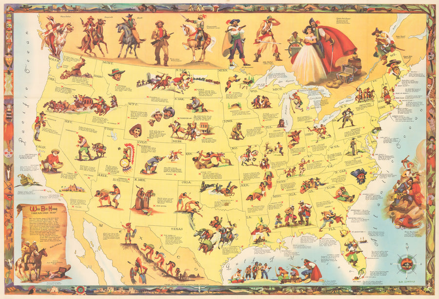 Wild Bill Hickok Treasure Map by: Rand McNally, 1952