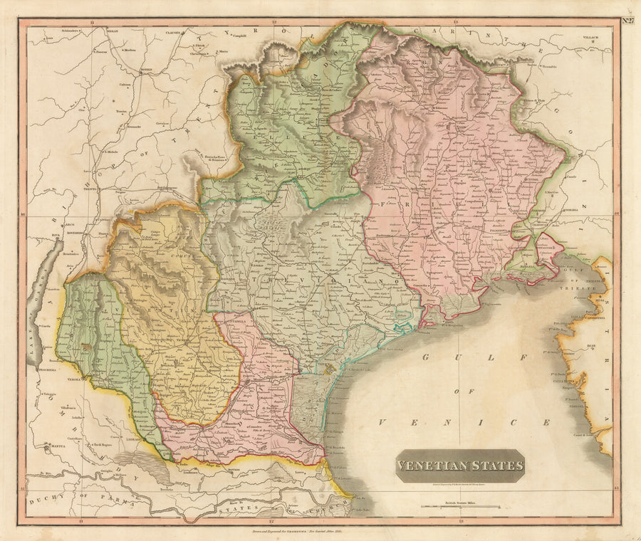 Antique Map: Venetian States by John Thomson. 1816