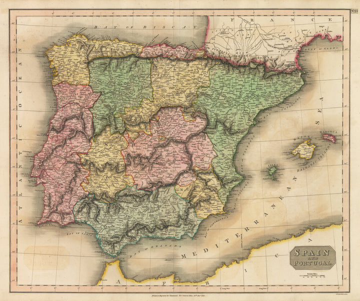 Antique Map: Spain and Portugal. By John Thomson. 1815