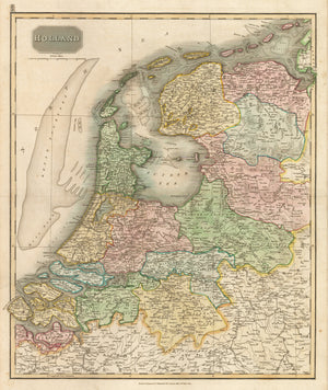 Antique map of Holland by John Thomson, 1814 - the Netherlands, Amsterdam