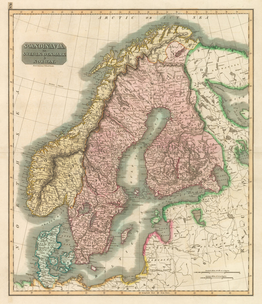 Antique map: Scandinavia or Sweden, Denmark & Norway by: John Thomson, 1814