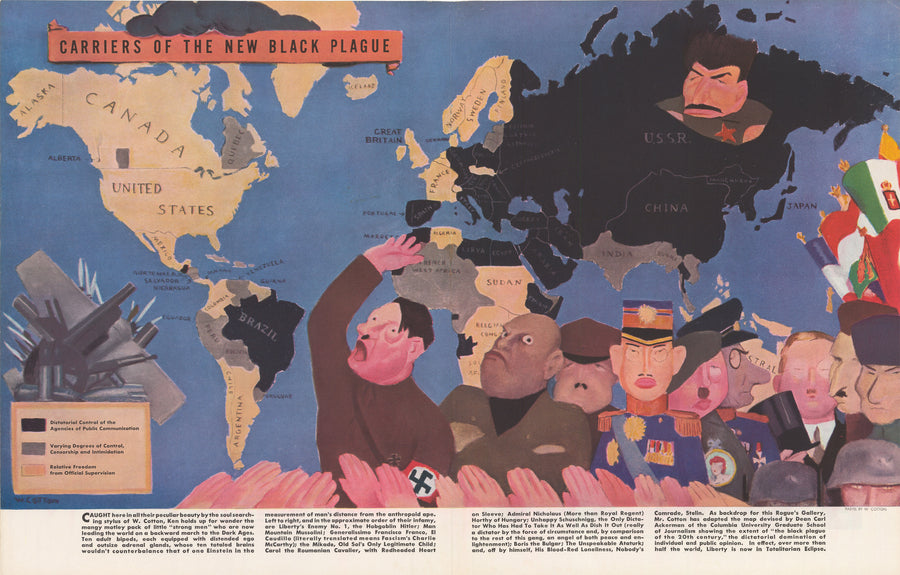 Carriers of the New Black Plague | WWII Persuasive Map By: William Henry Cotton, 1938