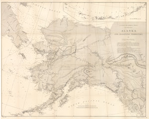 Original Antique Map Alaska and Adjoining Territory, 1887