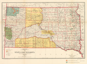 Antique Map of the State of South Dakota by: GLO, 1901 / 1906