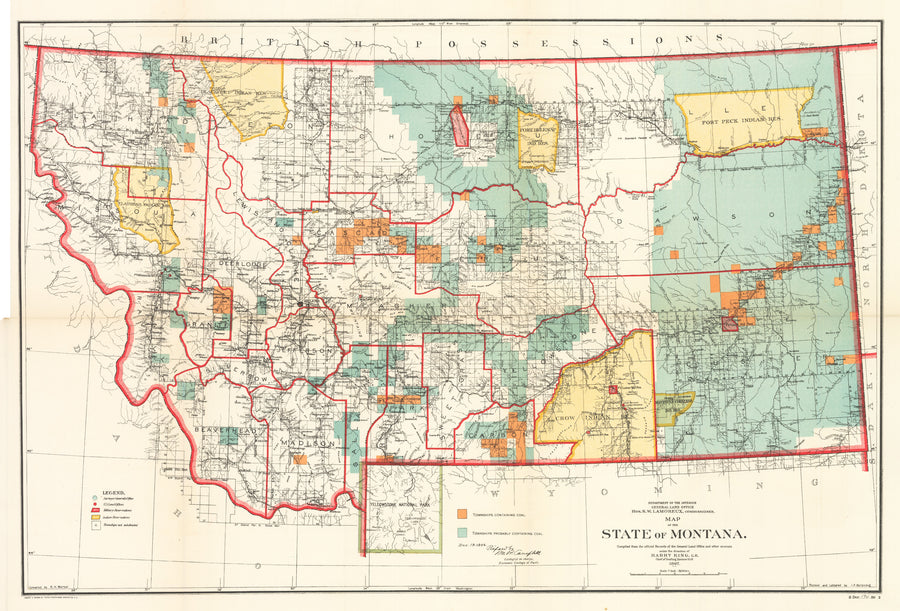 1897 / 1906 Map of the State of Montana
