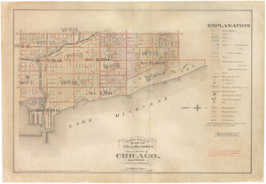 Antique Map: Outline & Index Map of the City of CHICAGO. ILLINOIS, 1886