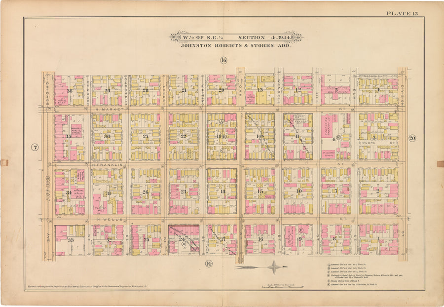 Antique Map of the Near North Side Neighborhood of Chicago, 1886