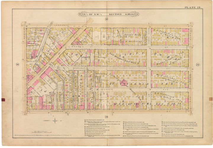 Antique Old Map of the Near North Side Neighborhood of Chicago, 1886
