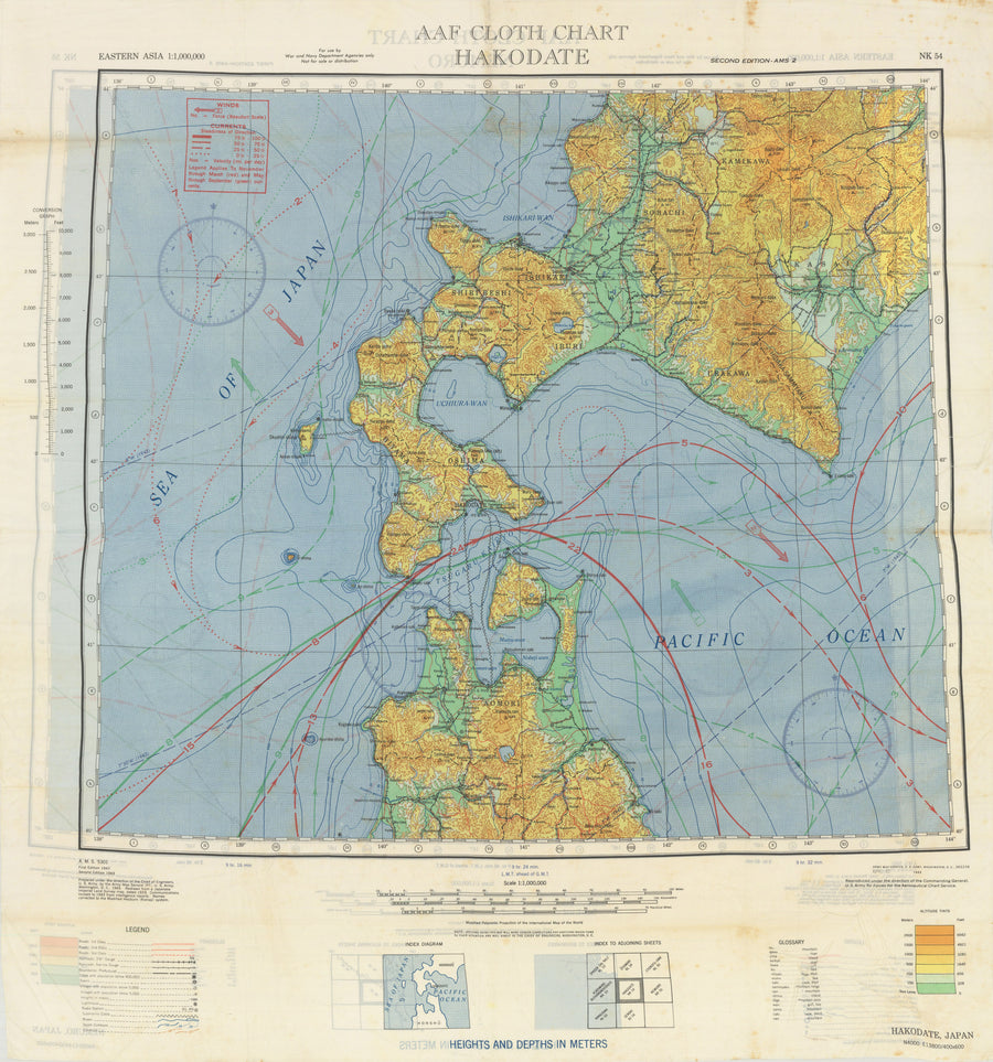 1944 Army Air Force Chart: Hakodate, Japan (Escape & Evasion Cloth Map)