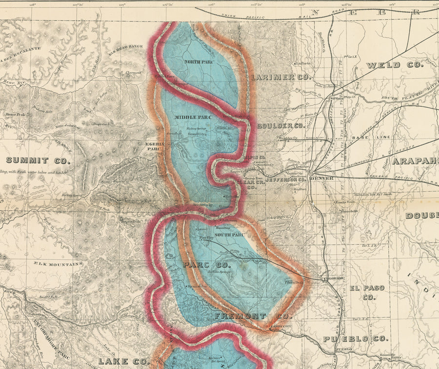 Map of Colorado Territory and Northern Portion of New Mexico Showing the System of Parcs By: William Gilpin Date: 1873