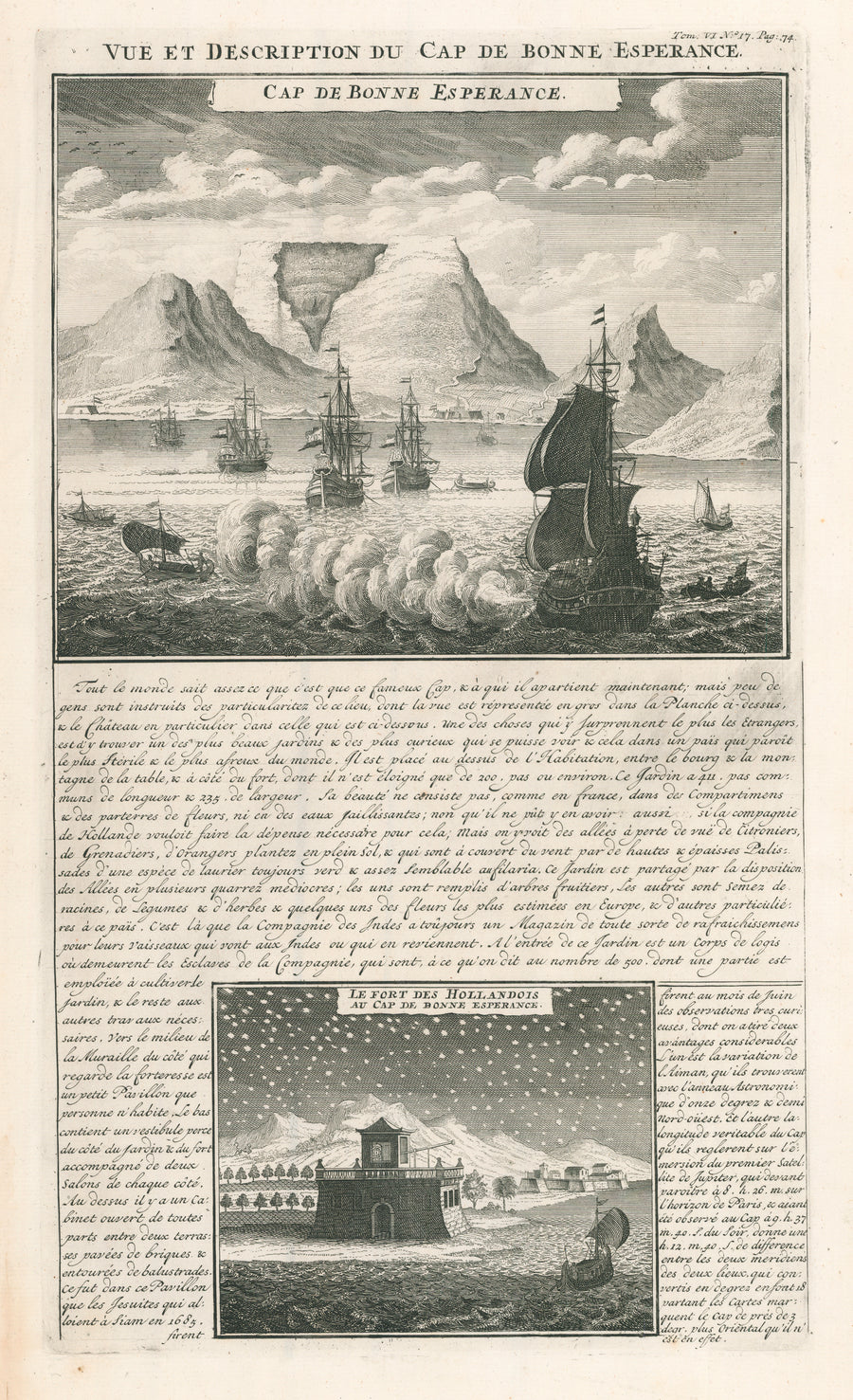 Vue et Description du Cap de Bonne Esperance | Le Fort de Bonne Esperance des Hollandois au Cap By: Henri Abraham Chatelain Date: 1719