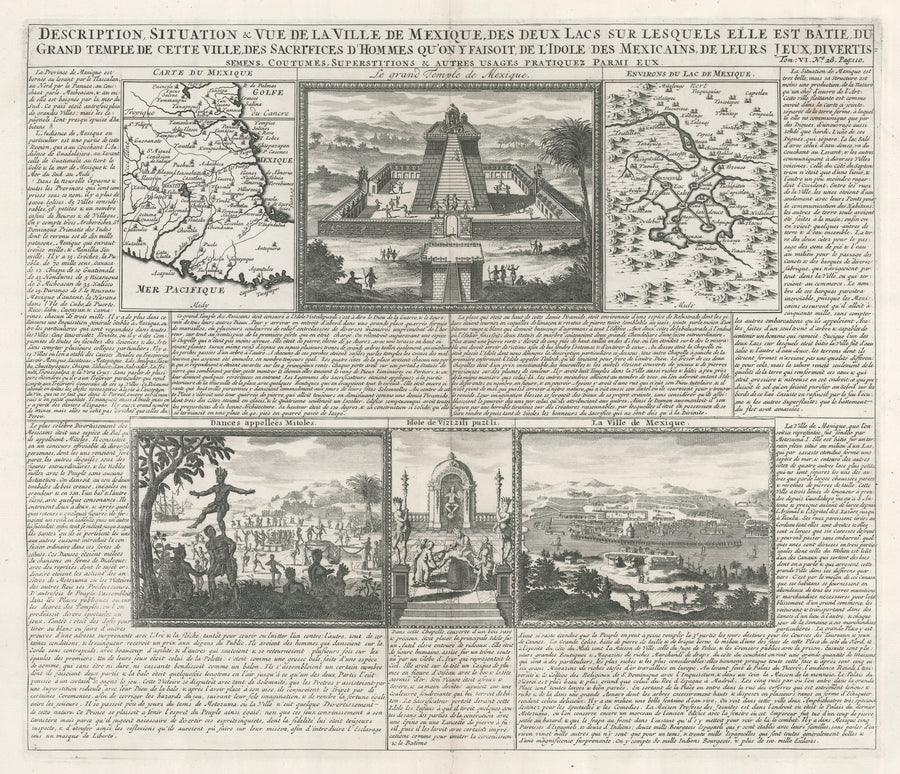 1719 Description, Situation & Vue de la Ville de Mexique...