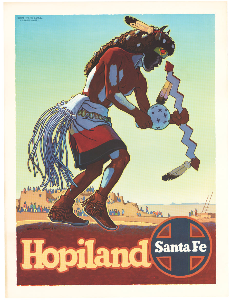 Vintage Poster: Santa Fe Railway - Hopiland by Don Perceval, 1940s
