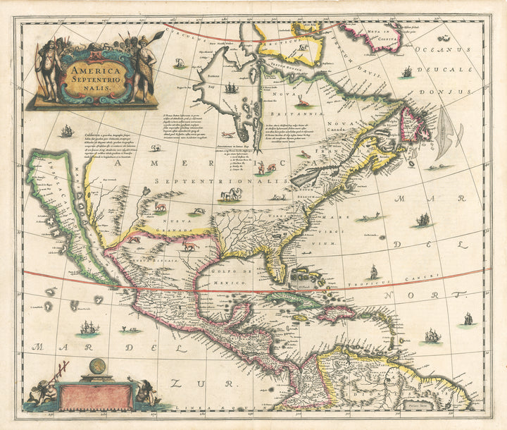 Antique Map of North America: America Septentrionalis by Jansson 1636
