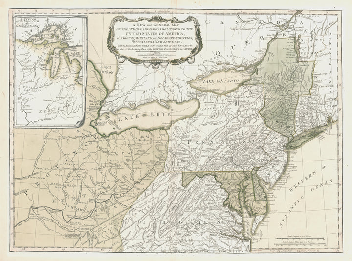 A New and General Map of the Middle Dominions Belonging to the United States of America... By: Lewis Evans published by Laurie & Whittle Date: 1794