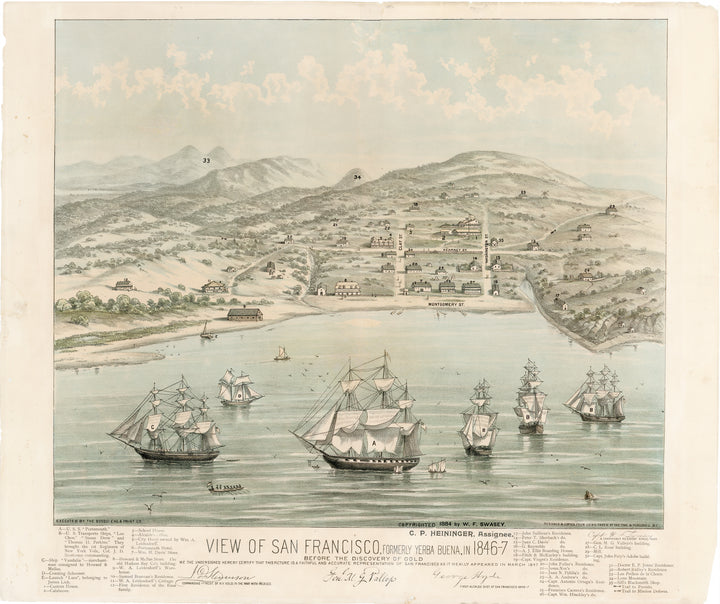 View of San Francisco, Formerly Yerba Buena, In 1846-7 By: Capt. W.F. Swasey / Bosqui Eng. & Printing Company Date: 1884