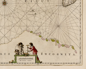 Antique Map of South America and Africa: Mar Di Aethiopia Vulgo Oceanus Aethiopicus by Jan Jansson, 1650