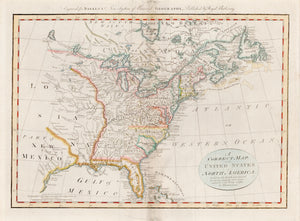 Antique Map of United States: A correct map of the United States of North America Bowen, 1784