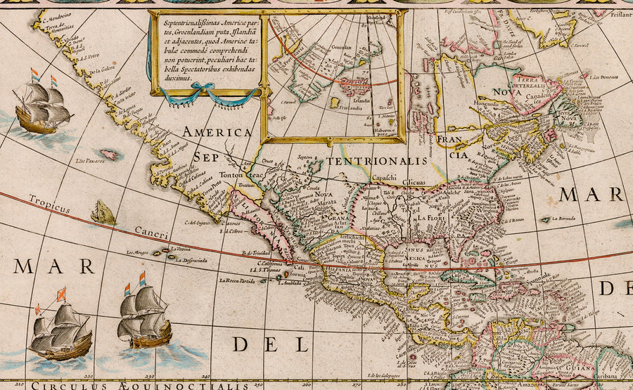 Antique Map: Americae Nova Tabula by: Willem Blaeu, 1635 3rd State