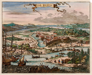 Antique Map: Arx Carolina (Jacksonville) by Arnoldus Montanus, 1671